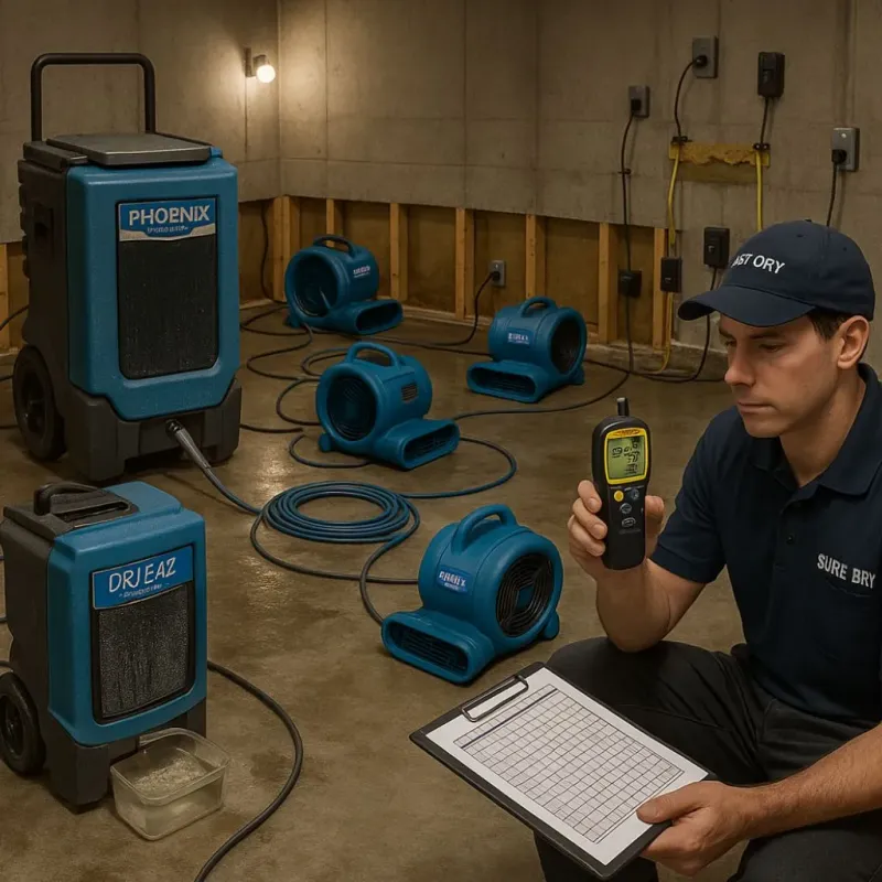 Structural Drying and Dehumidification process in Asheboro, NC